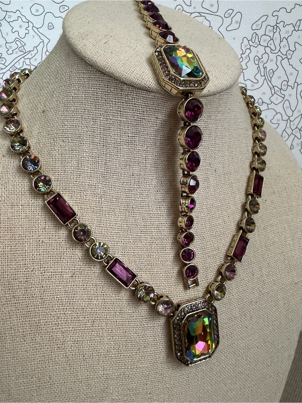 Heidi Daus Multicolor Crystal Pendant Necklace and Bracelet Set